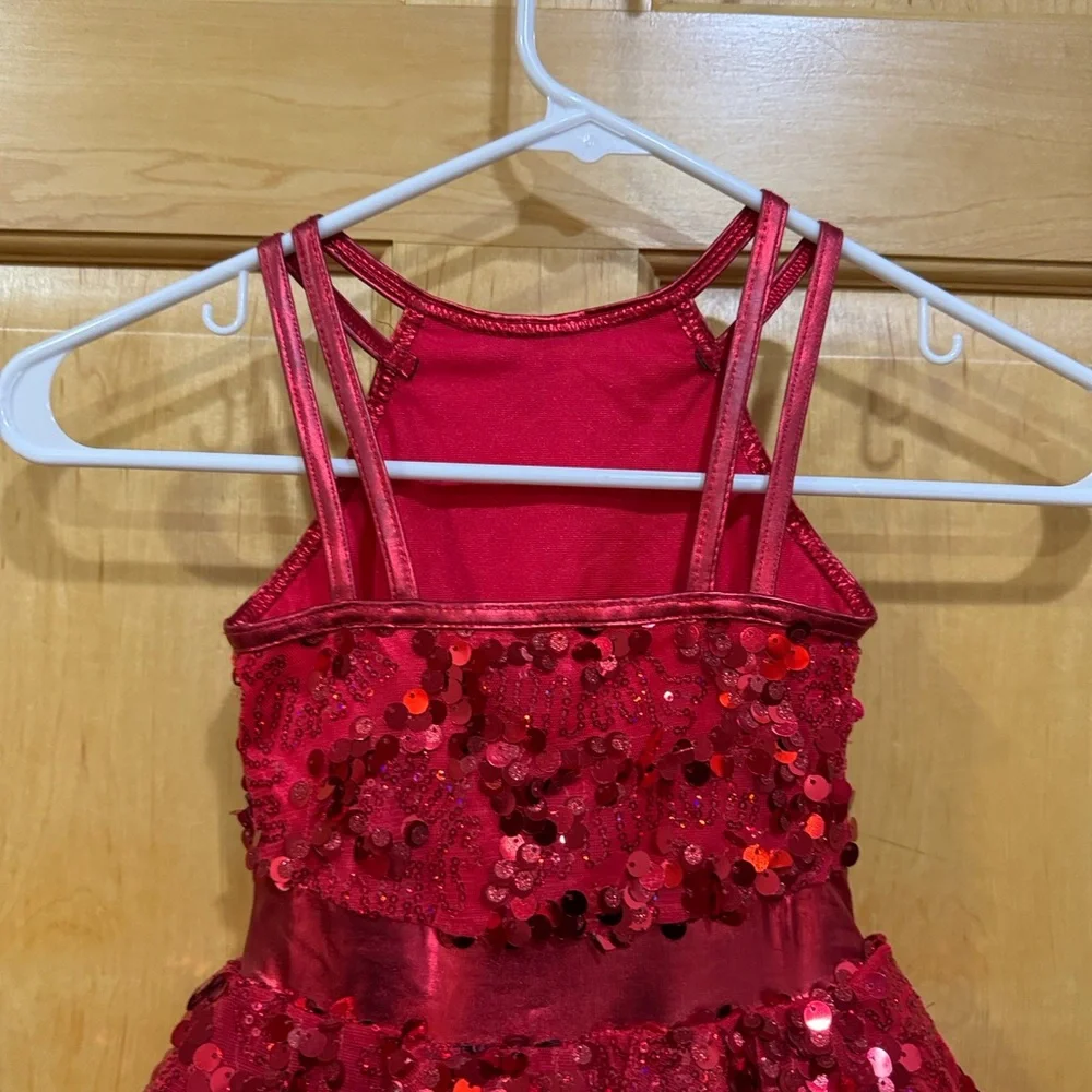 Weissman Radiant Red Sequin Kids Dance Costume